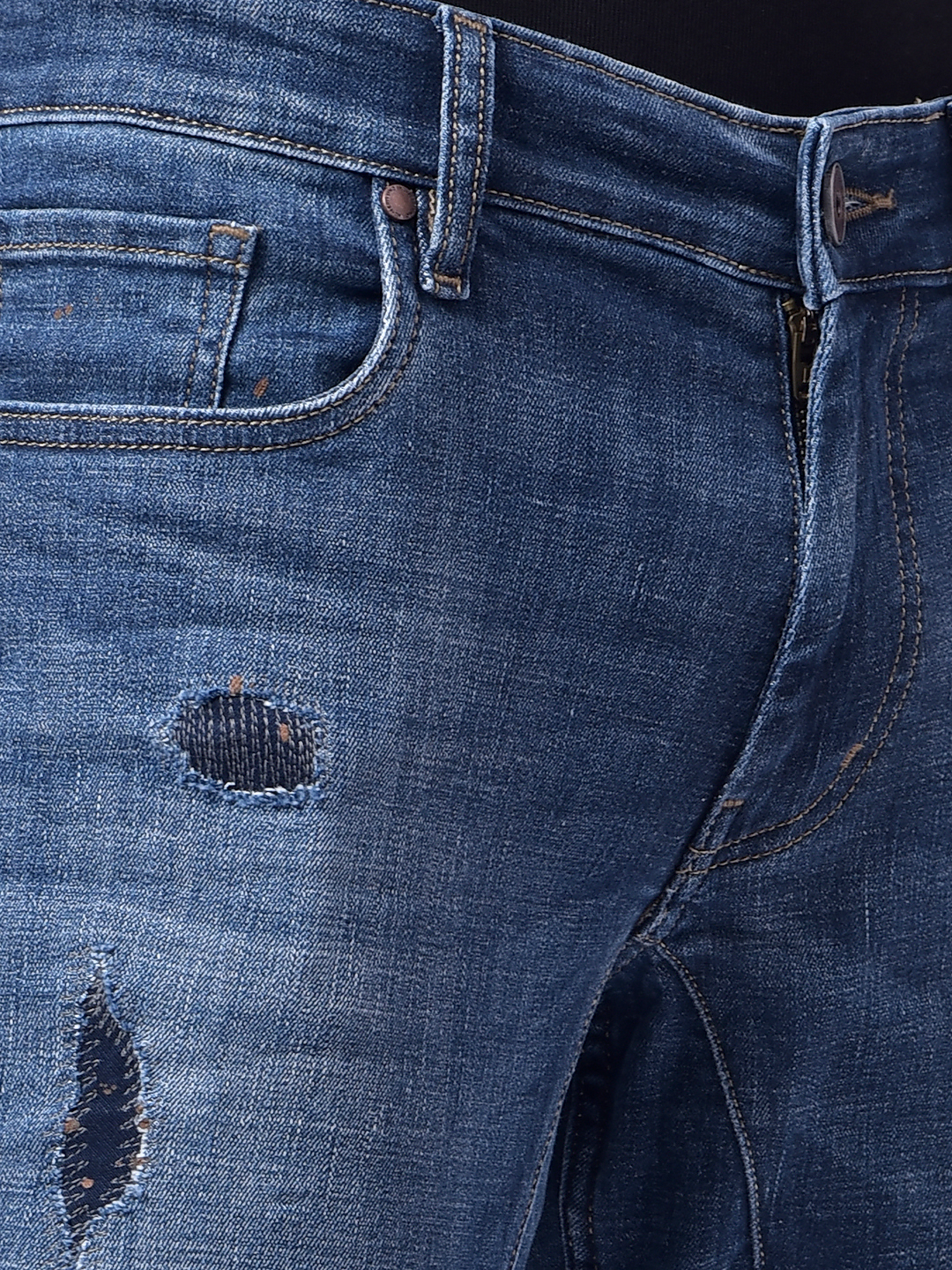 Numero Uno Men Mid Blue Mid Blue Skinny Fit Low Rise Sustainable Jeans